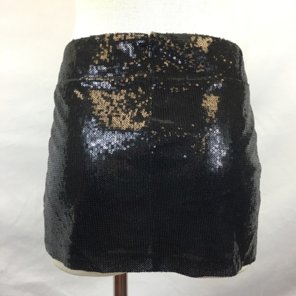 Black Sequin Mini Skirt Urban Vibe Medium - Picture 4 of 6